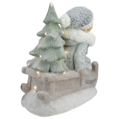 Northlight Lighted Girl On A Sled With Tree Christmas Decoration - 15" - Warm White Lights 3 Northlight Lighted Girl On A Sled With Tree Christmas Decoration - 15" - Warm White Lights - Image 3