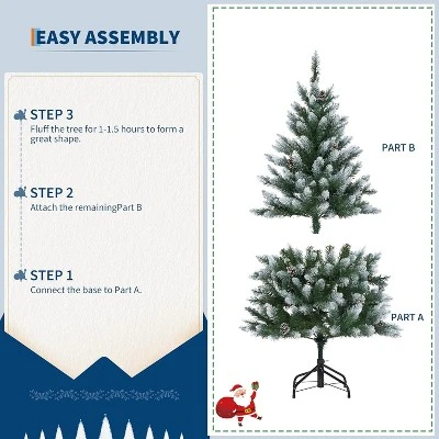 4.5/6/7.5/9ft Pre-Lit Artificial Christmas Tree With Pinecones, Warm White Lights, Hinged Branches, PVC Fir Tips, Easy Assembly 5 4.5/6/7.5/9ft Pre-Lit Artificial Christmas Tree With Pinecones, Warm White Lights, Hinged Branches, PVC Fir Tips, Easy Assembly - Image 5