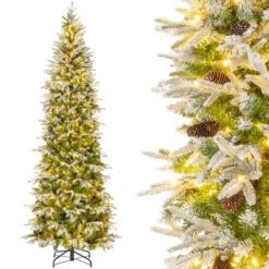 Costway 6/7.5/9 FT Flocked Christmas Tree With 671/913/1310 PE PVC Branch Tips 280/350/470 Warm White LED Lights 23 Costway 6/7.5/9 FT Flocked Christmas Tree With 671/913/1310 PE PVC Branch Tips 280/350/470 Warm White LED Lights -National Tree Company Store GUEST 4484dea8 d61d 49c5 a9fe 4bec36da1625