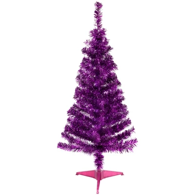 Northlight 4' Purple Artificial Tinsel Christmas Tree, Unlit 1 Northlight 4' Purple Artificial Tinsel Christmas Tree, Unlit
