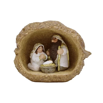 Transpac Gold Nut Shell Holy Family Decorative Object For Nativity Scene Christmas Tabletop Decoration Indoor Gift 1 Transpac Gold Nut Shell Holy Family Decorative Object For Nativity Scene Christmas Tabletop Decoration Indoor Gift