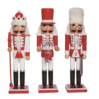 Transpac Christmas Wooden 15” Red & White Nutcracker Set Of 3. Christmas Home Decorations 1 Transpac Christmas Wooden 15” Red & White Nutcracker Set Of 3. Christmas Home Decorations