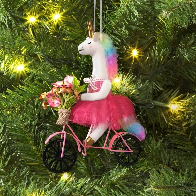 5" Christmas Fabric Unicorn With Bike Ornament - Wondershop™ 1 5" Christmas Fabric Unicorn With Bike Ornament - Wondershop™
