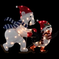 Northlight 41.25" Lighted Ice Skating Polar Bear And Penguin Outdoor Christmas Decoration -National Tree Company Store GUEST 503ae0ee 542a 471b b8aa 4b3bd514c266