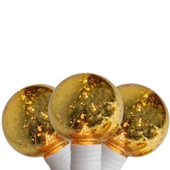 J. Hofert Co Mercury Glass Style G40 Globe Christmas Lights - Gold - 5.25' White Wire - 10ct