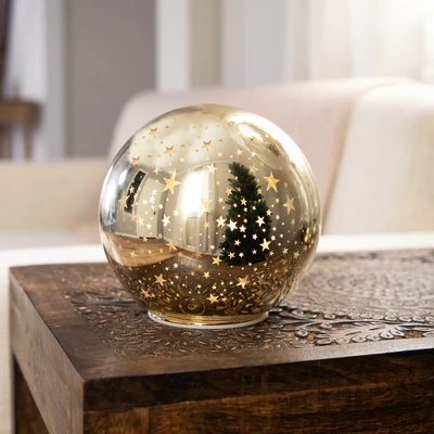 Northlight LED Lighted Stars Glass Globe Christmas Decoration - 6" - Gold 1 Northlight LED Lighted Stars Glass Globe Christmas Decoration - 6" - Gold