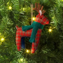 Christmas Fabric Deer Ornament Red Plaid - Wondershopâ˘