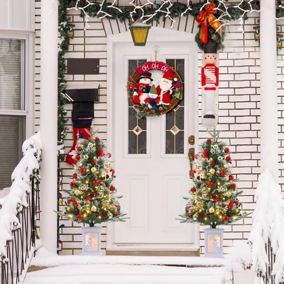 3ft Small Christmas Tree Pre-Lit Artificial Christmas Tree With 78 Led Lights, Snow Flocked Xmas Tree W/Base, Timer Function, Battery Operated 12 3ft Small Christmas Tree Pre-Lit Artificial Christmas Tree With 78 Led Lights, Snow Flocked Xmas Tree W/Base, Timer Function, Battery Operated - Image 12