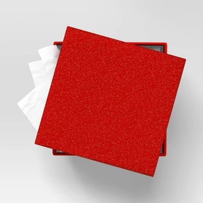 Christmas Wrap Essentials Medium Square Box Red Glitter - Wondershop™ 1 Christmas Wrap Essentials Medium Square Box Red Glitter - Wondershop™