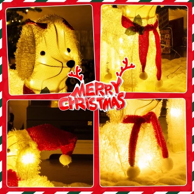 Tangkula 2-Piece Christmas Lighted Dogs 3D Xmas Light-up Cute Poodle With 60 LED Lights Red Scarves Zip Ties & Ground Stakes 5 Tangkula 2-Piece Christmas Lighted Dogs 3D Xmas Light-up Cute Poodle With 60 LED Lights Red Scarves Zip Ties & Ground Stakes - Image 5