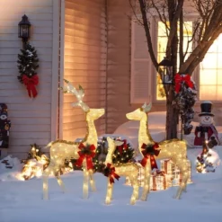 LuxenHome Lighted White & Gold Glitter Deer Family Set, Indoor/Outdoor Christmas Decoration White, Gold, Red, Green 12 LuxenHome Lighted White & Gold Glitter Deer Family Set, Indoor/Outdoor Christmas Decoration White, Gold, Red, Green -National Tree Company Store GUEST 59488fd0 c522 4431 bba4 88cc186f9649