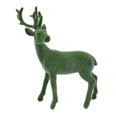 Transpac Green Flock Deer Figurine Decorative Object For Christmas Tabletop Decoration Gift For Collectors And Holiday Decor 1 Transpac Green Flock Deer Figurine Decorative Object For Christmas Tabletop Decoration Gift For Collectors And Holiday Decor