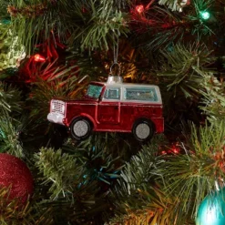 Glass SUV Christmas Tree Ornament Red - Wondershopâ˘: Indoor Use, No Battery, 2.56" Height