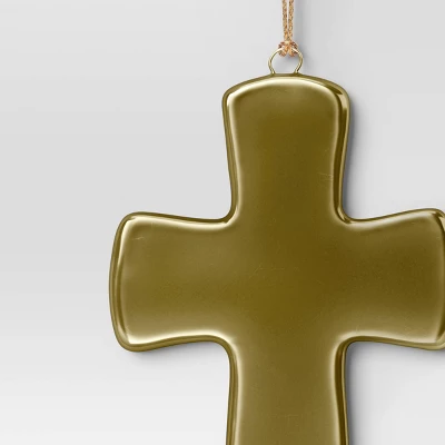 Christmas Ceramic Gold Cross Ornament - Wondershop™ 2 Christmas Ceramic Gold Cross Ornament - Wondershop™ - Image 2