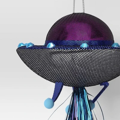 5.5" Christmas Fabric Metallic Space Ship Ornament - Wondershop™ 2 5.5" Christmas Fabric Metallic Space Ship Ornament - Wondershop™ - Image 2