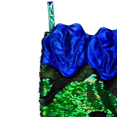 Northlight 24" Green And Black Sequined Iridescent Mermaid Christmas Stocking 3 Northlight 24" Green And Black Sequined Iridescent Mermaid Christmas Stocking - Image 3