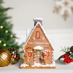 Northlight Frosted Gingerbread House With Gingerbread Man Christmas Decoration - 8.5"
