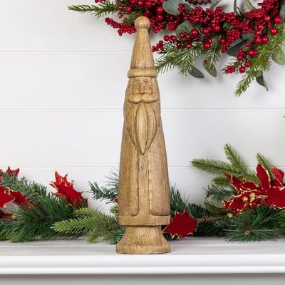Transpac Resin Wood Look Slim Santa - Festive Christmas Decorative Object For Holiday Home Decor 1 Transpac Resin Wood Look Slim Santa - Festive Christmas Decorative Object For Holiday Home Decor