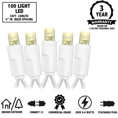 Novelty Lights 34 Feet 100 Light LED Christmas Lights White Wire, Connectable Mini String, Indoor/Outdoor, Commercial Grade, UL Listed 4 Novelty Lights 34 Feet 100 Light LED Christmas Lights White Wire, Connectable Mini String, Indoor/Outdoor, Commercial Grade, UL Listed - Image 4