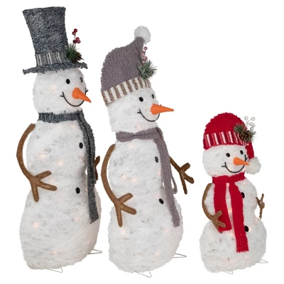 Northlight Lighted Snowman Family Outdoor Christmas Decoration - 39.5" - Warm White - Set Of 3 3 Northlight Lighted Snowman Family Outdoor Christmas Decoration - 39.5" - Warm White - Set Of 3 - Image 3