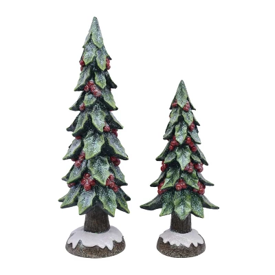 Transpac Set Of 2 Resin Berry Trees Glitter Decorative Christmas Tabletop Sculptures Indoor Holiday Decor Gift 1 Transpac Set Of 2 Resin Berry Trees Glitter Decorative Christmas Tabletop Sculptures Indoor Holiday Decor Gift