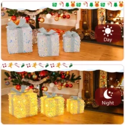 Tangkula Set Of 3 Christmas Lighted Gift Boxes Pre-lit 90 LED Light Up Present Box Decorations With Bows And Plug -National Tree Company Store GUEST 67a13111 8865 4f1f bcb6 e6351686522a