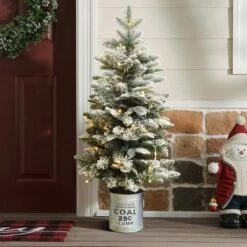 LuxenHome 4Ft Artificial Flocked Fir Christmas Tree Potted With Battery-Operated Lights Green 15 LuxenHome 4Ft Artificial Flocked Fir Christmas Tree Potted With Battery-Operated Lights Green -National Tree Company Store GUEST 69c6f00f 470f 4576 b810 0b614871ddd1