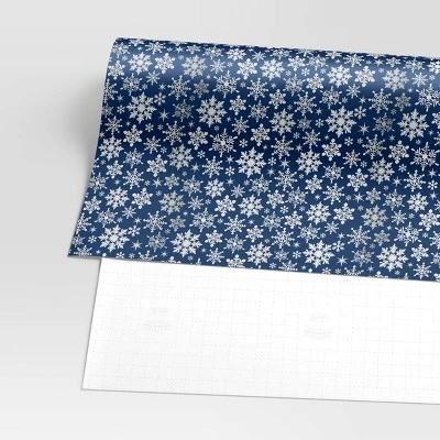 30” 25 Sq Ft Christmas Roll Wrap White Snowflakes On Blue - Wondershop™ 2 30” 25 Sq Ft Christmas Roll Wrap White Snowflakes On Blue - Wondershop™ - Image 2