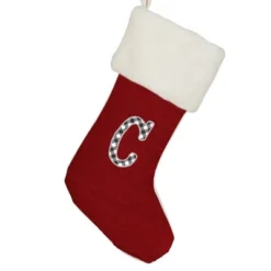 Personalization Mall Farmhouse Initial Red Christmas Stocking, Ivory Faux Fur -National Tree Company Store GUEST 6c091f9d 84d1 489e b15d 5ce0d5cf6523