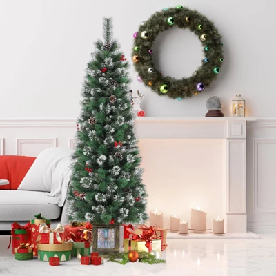 6FT Potted Christmas Tree With 140 Warm LED Lights – Artificial Outdoor Decor For Front Door, Porch, Includes Light Box, Pencil Tree 6 6FT Potted Christmas Tree With 140 Warm LED Lights – Artificial Outdoor Decor For Front Door, Porch, Includes Light Box, Pencil Tree - Image 6