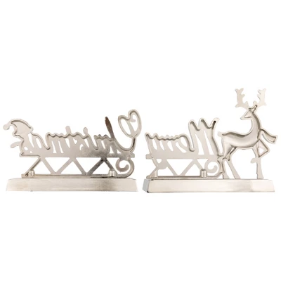 Northlight Set Of 2 Silver Reindeer Merry Christmas Metal Stocking Holders 5.5" 4 Northlight Set Of 2 Silver Reindeer Merry Christmas Metal Stocking Holders 5.5" - Image 4