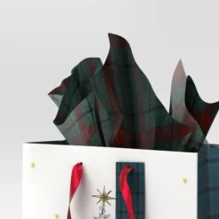 30ct Christmas Tissue Paper Green Plaid/Red/White - Wondershop™