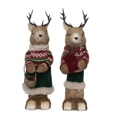 Transpac Large Foam Sisal Festive Reindeer Set Of 2 Christmas Home Decorations For Holiday Cheer 1 Transpac Large Foam Sisal Festive Reindeer Set Of 2 Christmas Home Decorations For Holiday Cheer