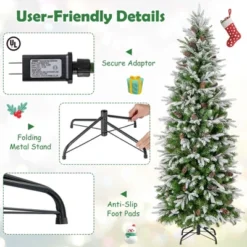 Costway 6/7.5/9 FT Flocked Christmas Tree With 671/913/1310 PE PVC Branch Tips 280/350/470 Warm White LED Lights 15 Costway 6/7.5/9 FT Flocked Christmas Tree With 671/913/1310 PE PVC Branch Tips 280/350/470 Warm White LED Lights -National Tree Company Store GUEST 7707796a 5cab 4b0d 8777 46d7203bfeb8