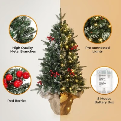 Homhougo 3FT 2-Pack Tabletop Flocked Christmas Trees With Cloth Bag Base, Small Decor For Office Or Entry 1 Homhougo 3FT 2-Pack Tabletop Flocked Christmas Trees With Cloth Bag Base, Small Decor For Office Or Entry