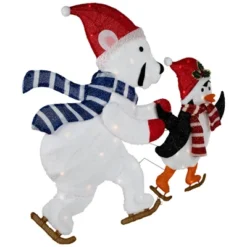 Northlight 41.25" Lighted Ice Skating Polar Bear And Penguin Outdoor Christmas Decoration -National Tree Company Store GUEST 77a7b7c0 0f2d 4e60 aaf1 e5e1b5ac2e68