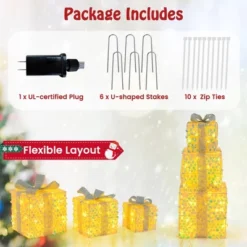 Tangkula Set Of 3 Christmas Lighted Gift Boxes Pre-lit 90 LED Light Up Present Box Decorations With Bows And Plug -National Tree Company Store GUEST 77c9ca47 dac4 4d5f bb93 2c67b8a24c05