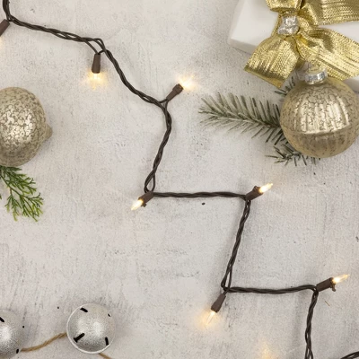 Northlight 100ct LED Mini Christmas Lights White - 33' Brown Wire 2 Northlight 100ct LED Mini Christmas Lights White - 33' Brown Wire - Image 2