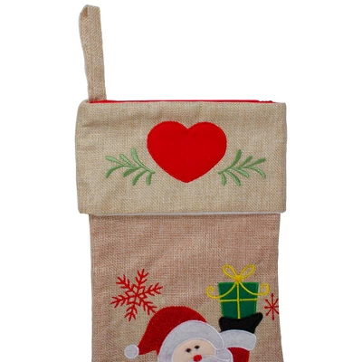 Northlight 19" Red And Green Santa Claus In Sleigh Embroidered Christmas Stocking 3 Northlight 19" Red And Green Santa Claus In Sleigh Embroidered Christmas Stocking - Image 3