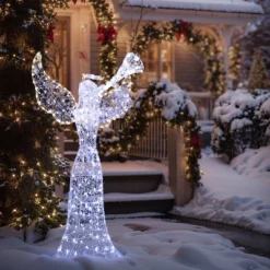 LuxenHome 5Ft Angel Playing Trumpet Outdoor Holiday Decoration With Lights White 12 LuxenHome 5Ft Angel Playing Trumpet Outdoor Holiday Decoration With Lights White -National Tree Company Store GUEST 78d74b08 67a1 4f05 bd25 8a7d6b94bce6