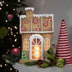 Northlight LED Lighted Peppermint Gingerbread House Christmas Decoration - 14"