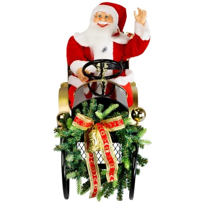 Northlight Animated And Musical Santa Driving Vintage Car Christmas Decoration - 31" 2 Northlight Animated And Musical Santa Driving Vintage Car Christmas Decoration - 31" - Image 2