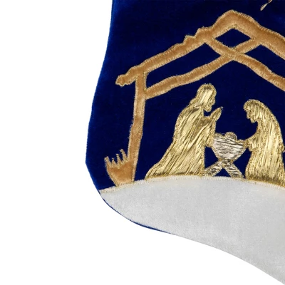 Northlight 20.5" Blue And Gold Nativity Scene Christmas Stocking With Gold Cuff 5 Northlight 20.5" Blue And Gold Nativity Scene Christmas Stocking With Gold Cuff - Image 5