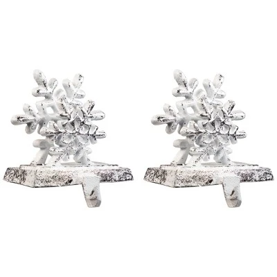 Northlight Double Snowflake Christmas Stocking Holders - 4.75" - Silver - Set Of 2 3 Northlight Double Snowflake Christmas Stocking Holders - 4.75" - Silver - Set Of 2 - Image 3