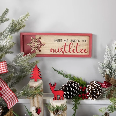 Northlight Framed "Meet Me Under The Mistletoe" Christmas Wall Decoration - 11.75" - Red 1 Northlight Framed "Meet Me Under The Mistletoe" Christmas Wall Decoration - 11.75" - Red