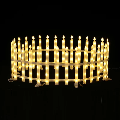 LuxenHome 8-Piece Light Show Fence Design Outdoor Holiday Decoration White 6 LuxenHome 8-Piece Light Show Fence Design Outdoor Holiday Decoration White - Image 6