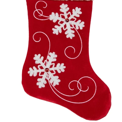 Northlight 20.5-Inch Red And White Velvet With White Snowflake Christmas Stocking 2 Northlight 20.5-Inch Red And White Velvet With White Snowflake Christmas Stocking - Image 2