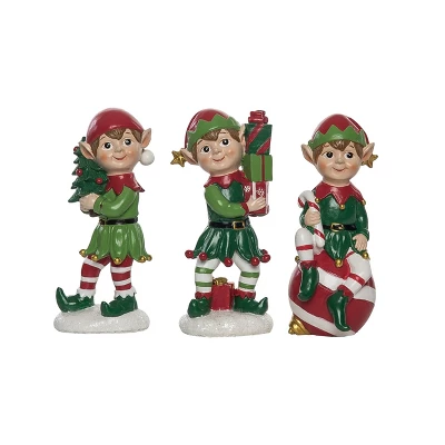 Transpac Christmas Resin Jolly Elf Figurine Set Of 3 Christmas Home Decorations 1 Transpac Christmas Resin Jolly Elf Figurine Set Of 3 Christmas Home Decorations