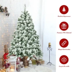 Costway 4.5FT Artificial Hinged Christmas Tree Snow Flocked Pine Tree W/400 Tips And Foldable Base 14 Costway 4.5FT Artificial Hinged Christmas Tree Snow Flocked Pine Tree W/400 Tips And Foldable Base -National Tree Company Store GUEST 862a40cf 13e3 4d89 a2ee ba15b78ce35d