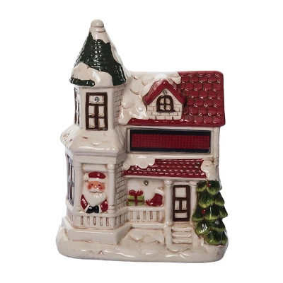 Transpac Dolomite Light Up Santa House With Music - Festive Christmas Decorative Object For Holiday Cheer 2 Transpac Dolomite Light Up Santa House With Music - Festive Christmas Decorative Object For Holiday Cheer - Image 2